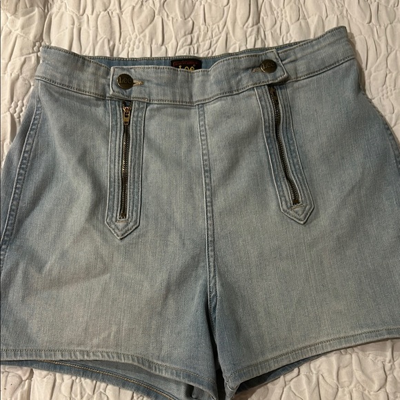 Lee Blue Denim Jean Shorts High-Rise - Picture 2 of 10